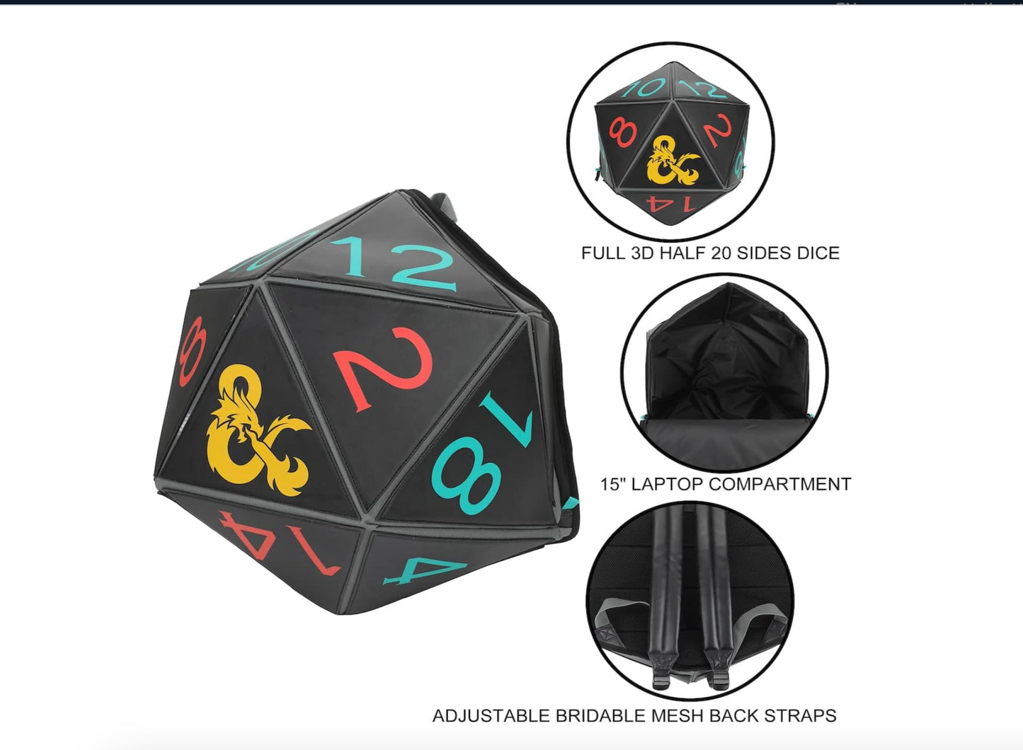 Dungeons & Dragons D20 Dice Laptop Backpack