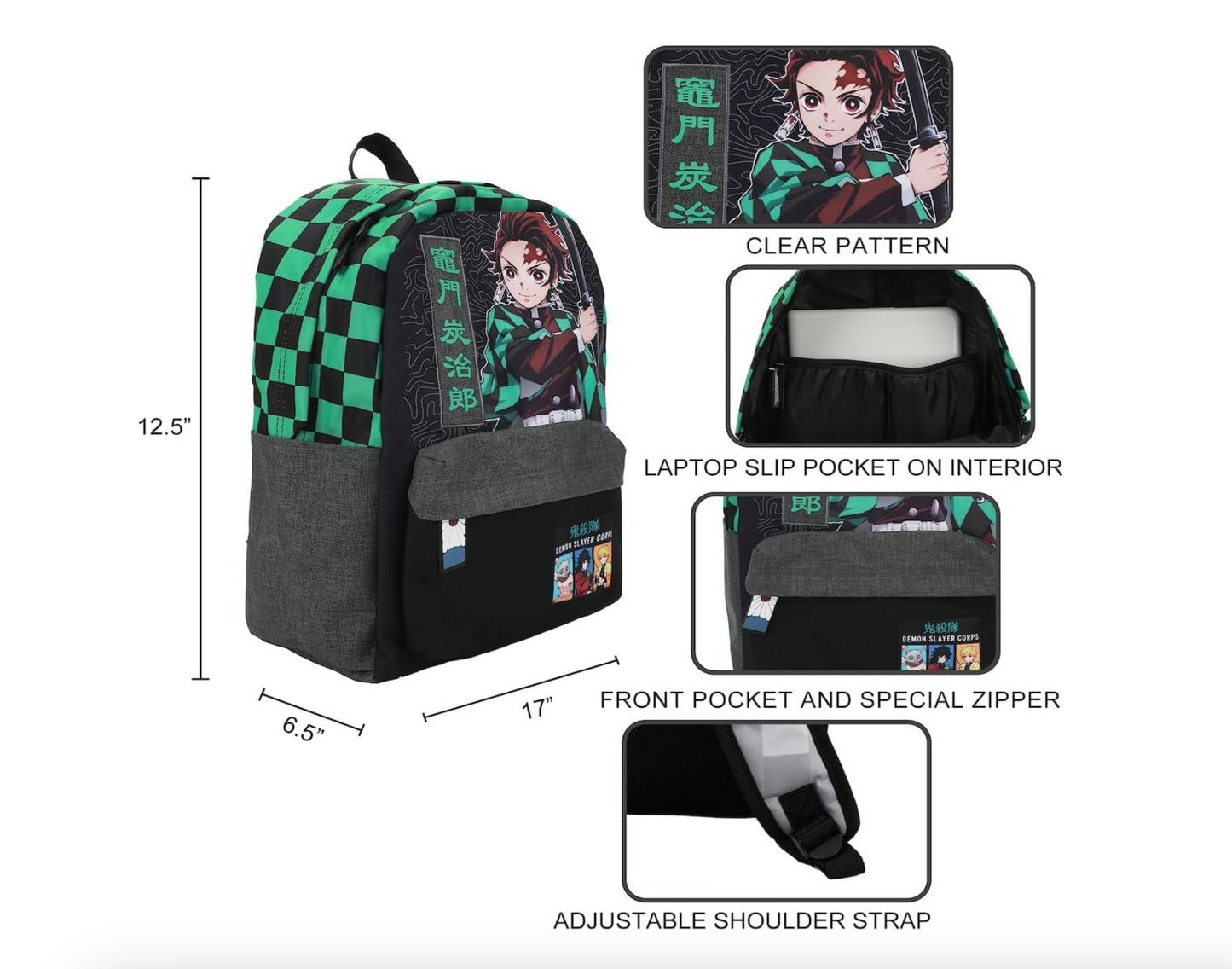 Backpack Demon Slayer Tanjiro Checkered Bag