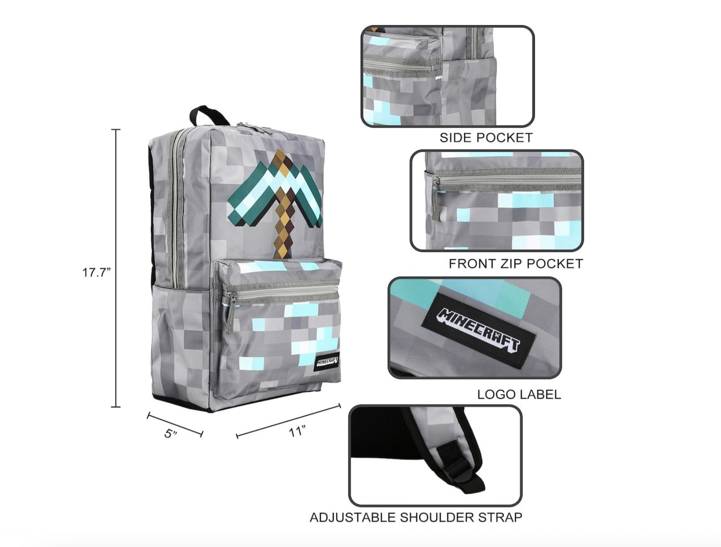 Backpack 17" Minecraft Box Laptop Bag