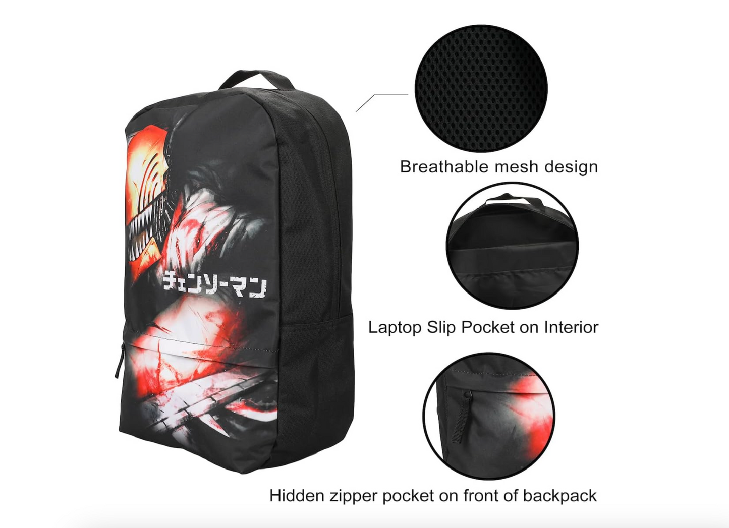 Backpack Chainsaw Man Denji Black Laptop Bag